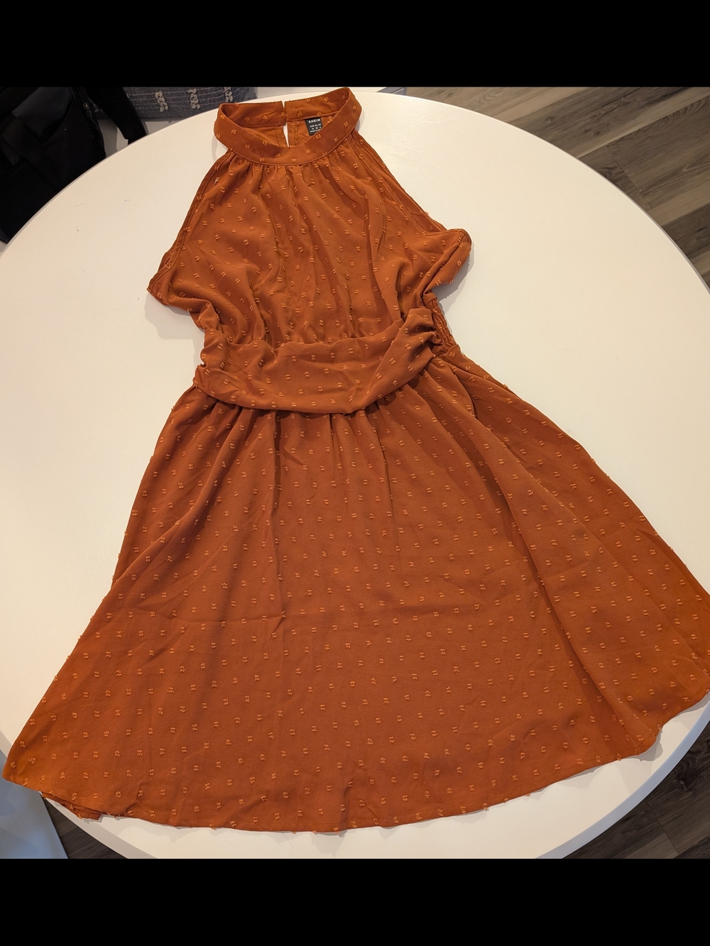SHEIN Burnt Orange Textured Halter Top